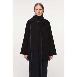 NWT Rodebjer Libra Wool Blend Black Coat‎ with Scarf Small Designer Outerwear